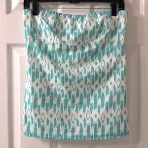 J.Crew Factory Blue/White Strapless Top